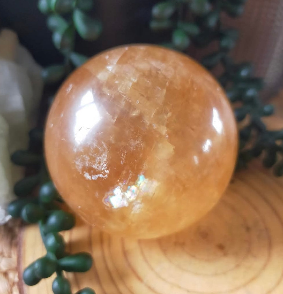 Honey Calcite Sphere