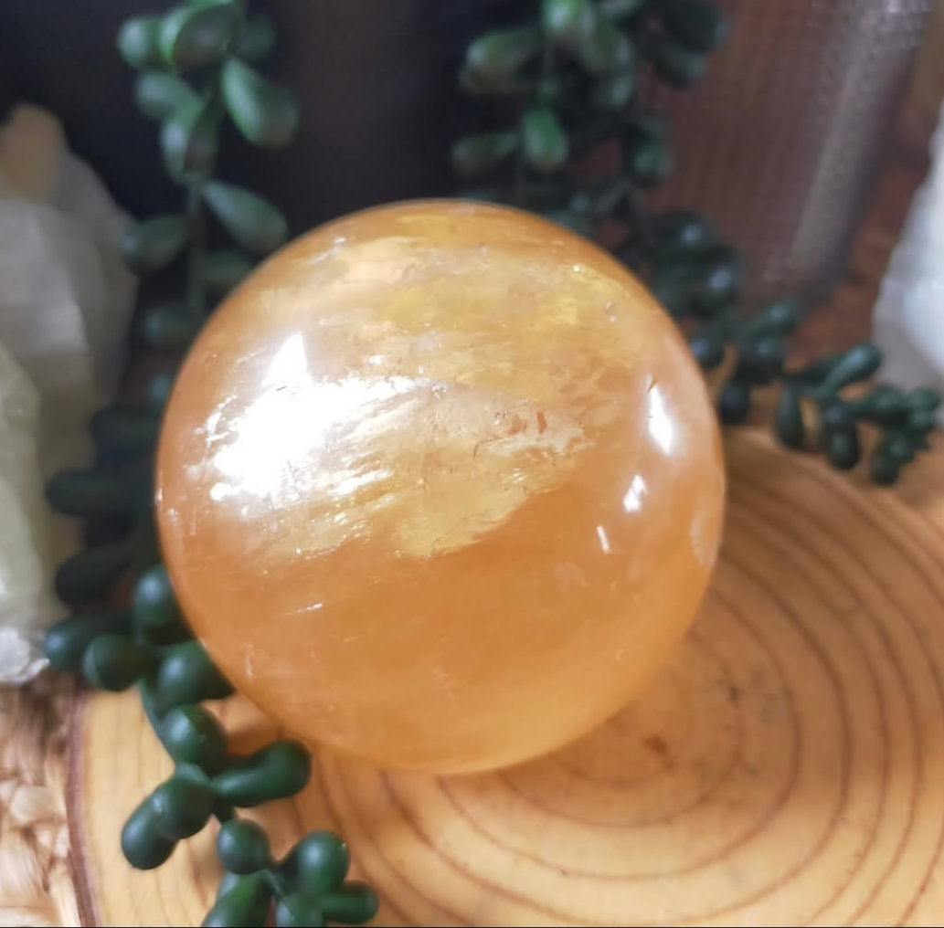 Honey Calcite Sphere