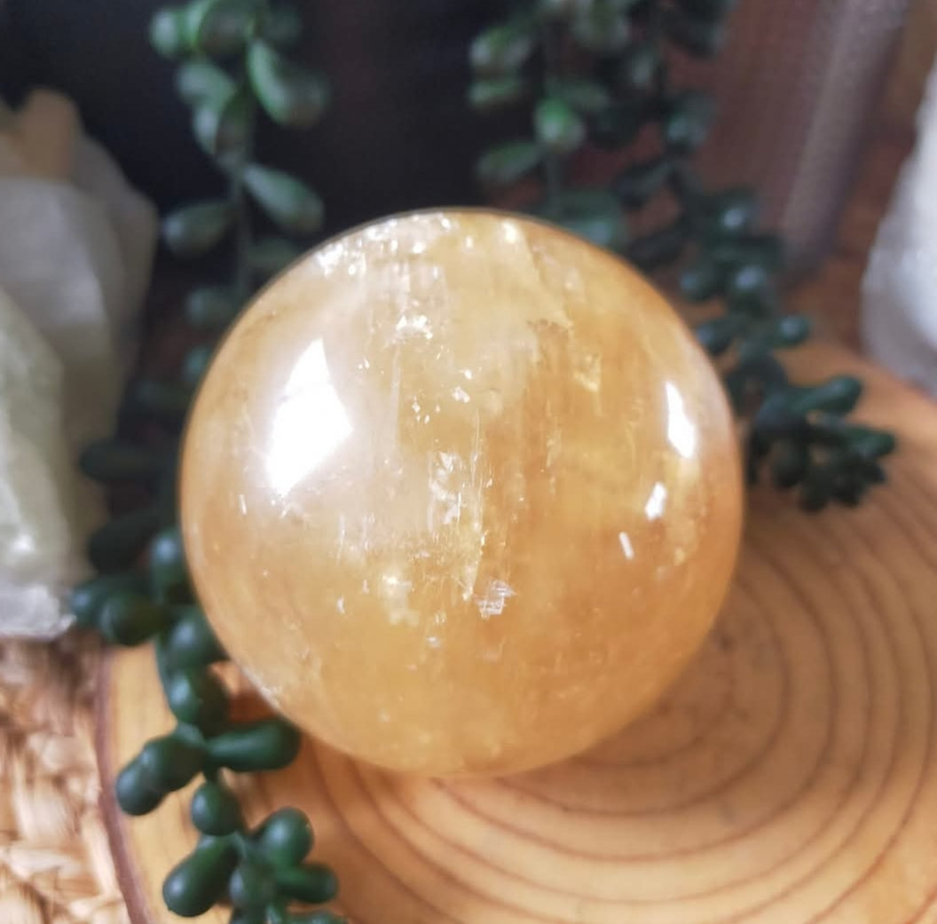Honey Calcite Sphere