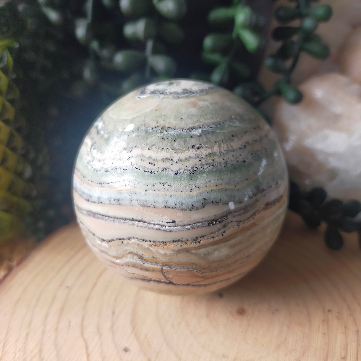 Kiwi Calcite Sphere
