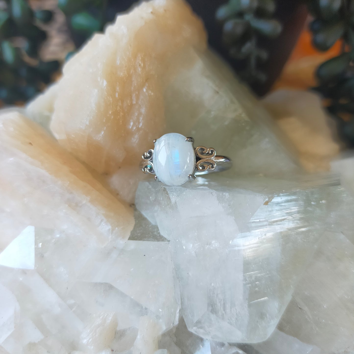 Rainbow Moonstone Ring