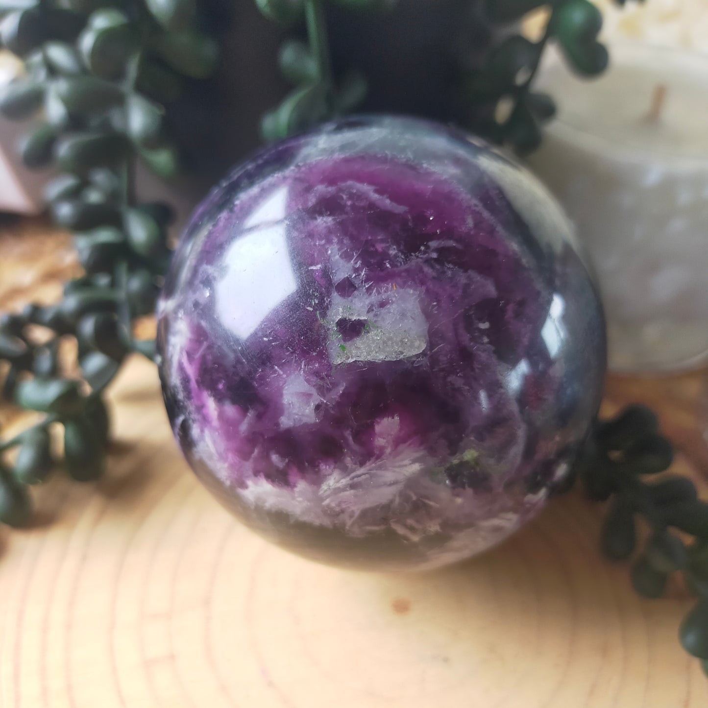 Feather Fluorite Sphere