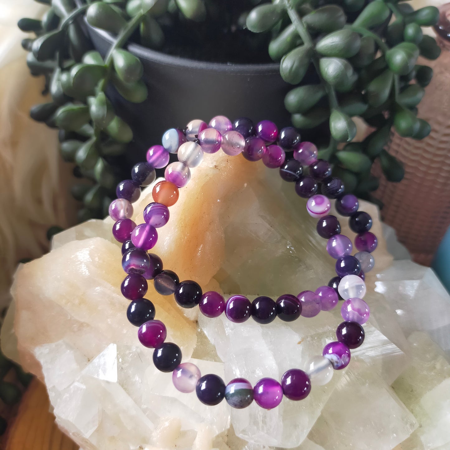 Dyed Purple Agate Bracelets