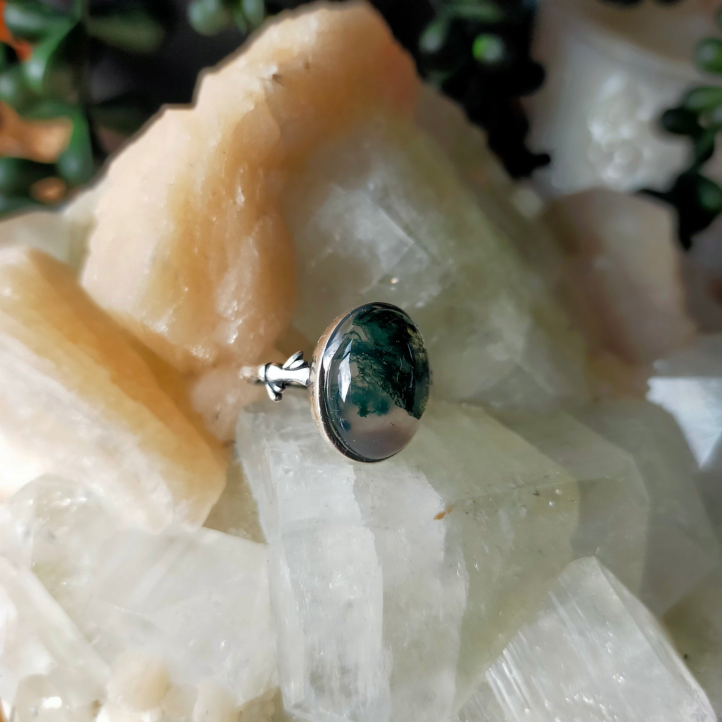 Silver Moss Agate Rings