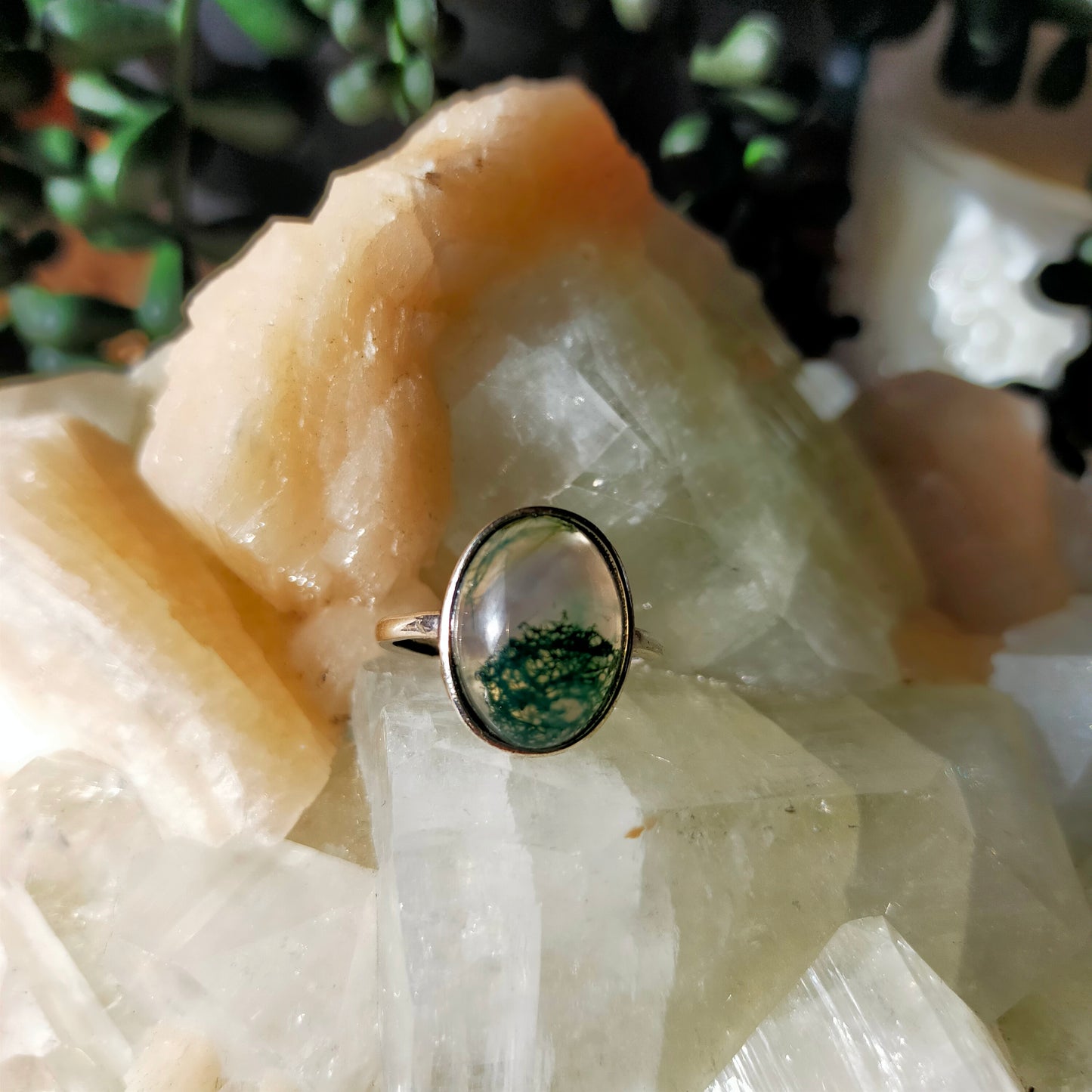 Silver Moss Agate Rings
