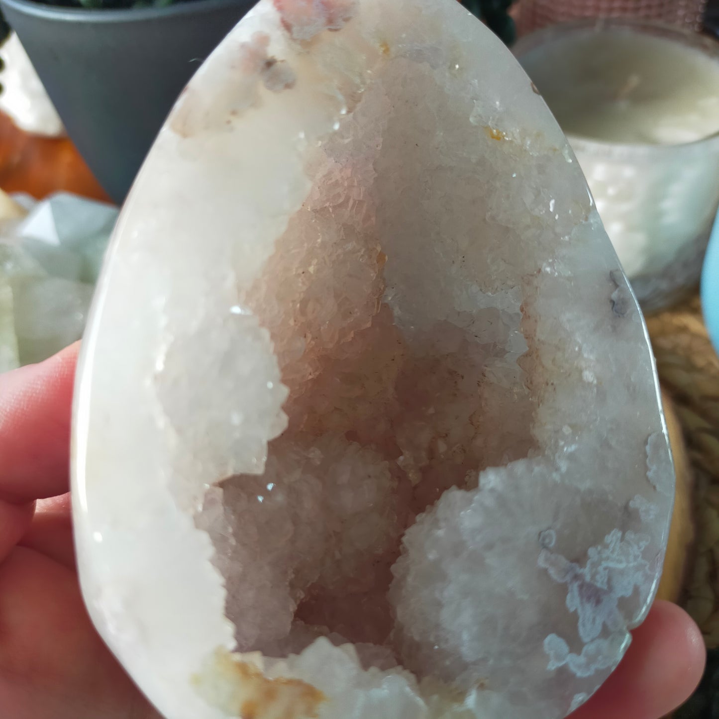 Flower Agate Geode Egg