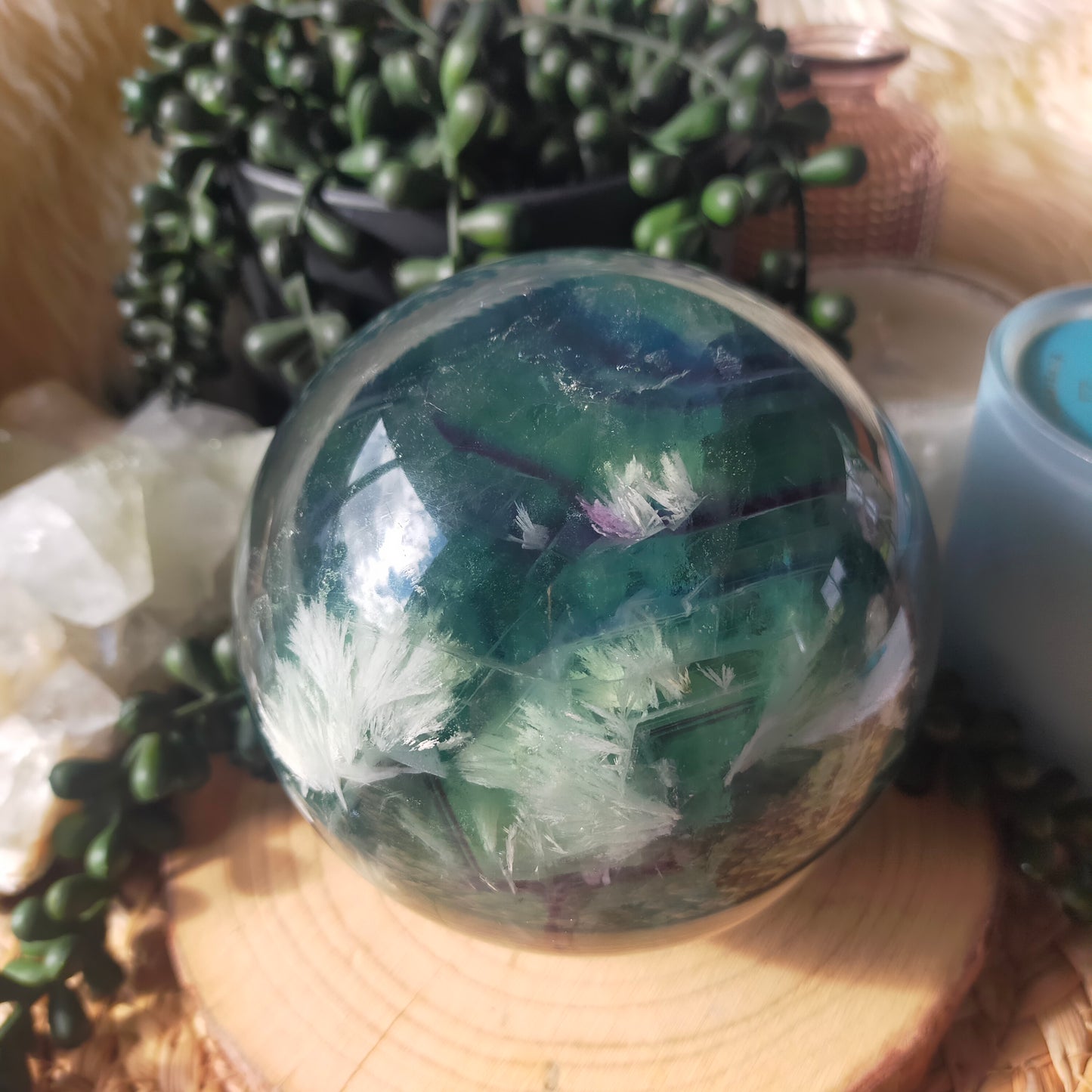 Large Feather Fluorite Sphere