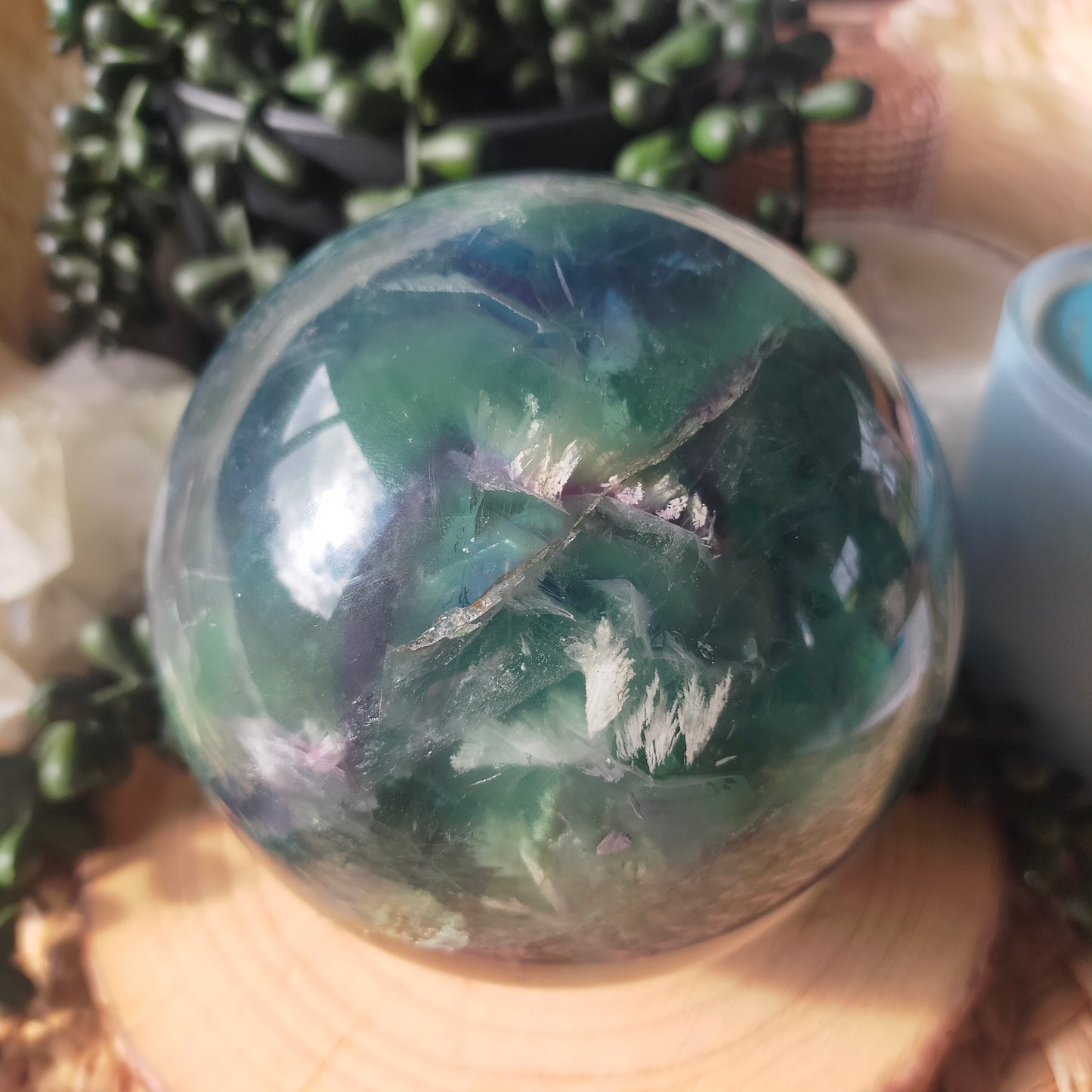 Large Feather Fluorite Sphere