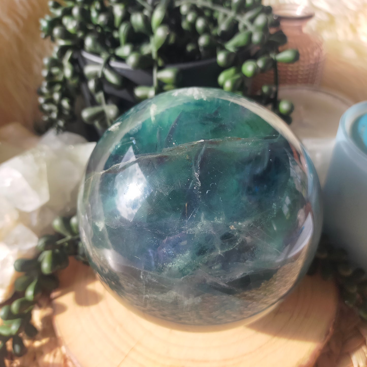 Large Feather Fluorite Sphere