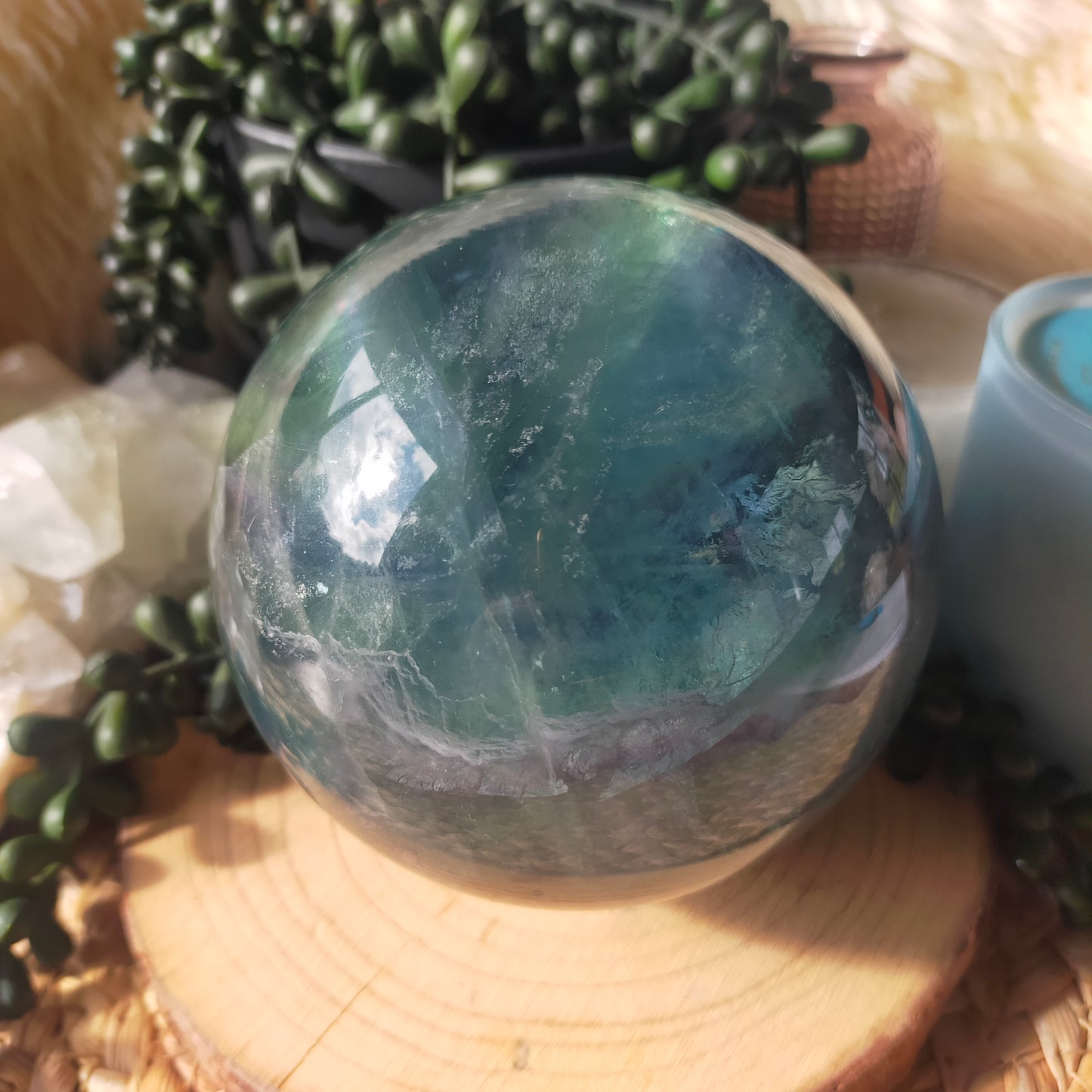Large Feather Fluorite Sphere