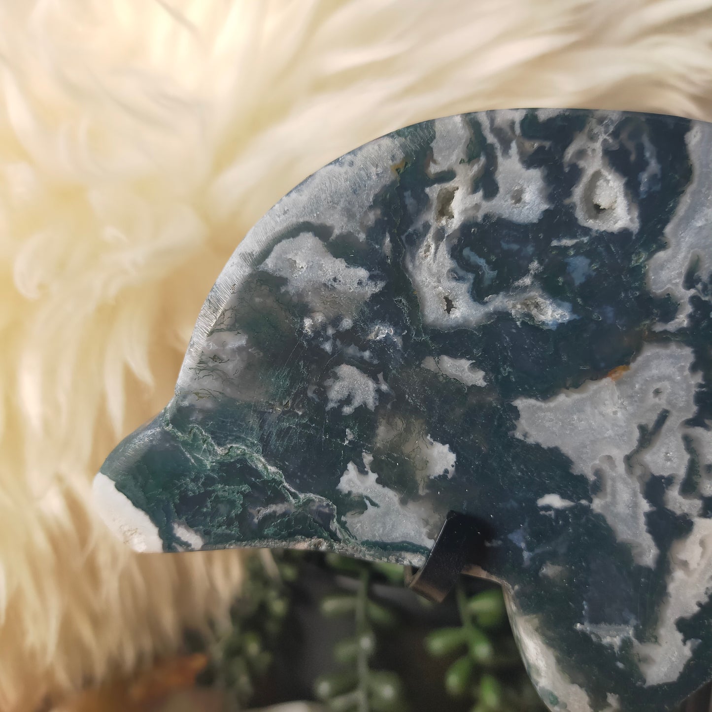 Large Moss Agate Dolphin