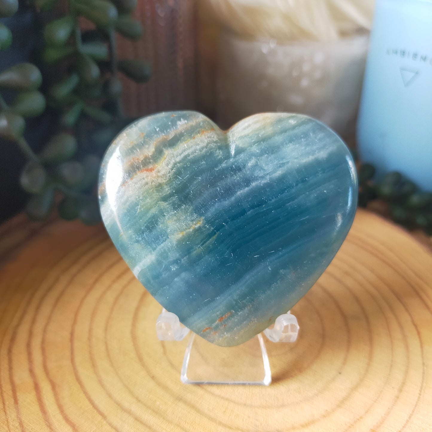Blue Aquatine Calcite Hearts
