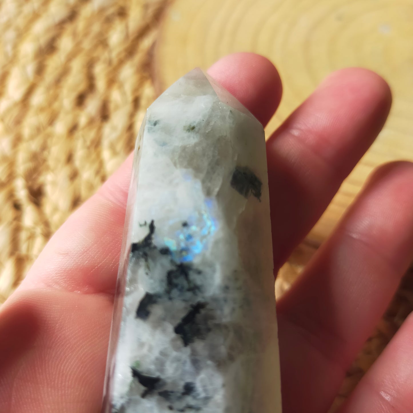 Rainbow Moonstone Point