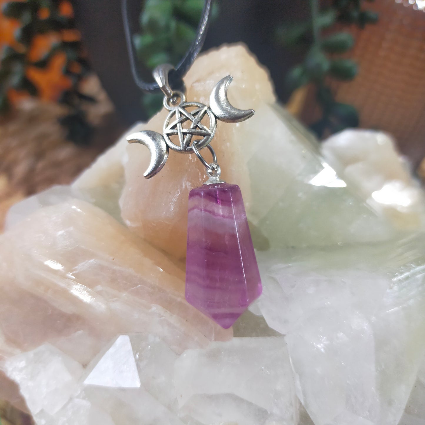 Triple Moon Fluorite Necklaces