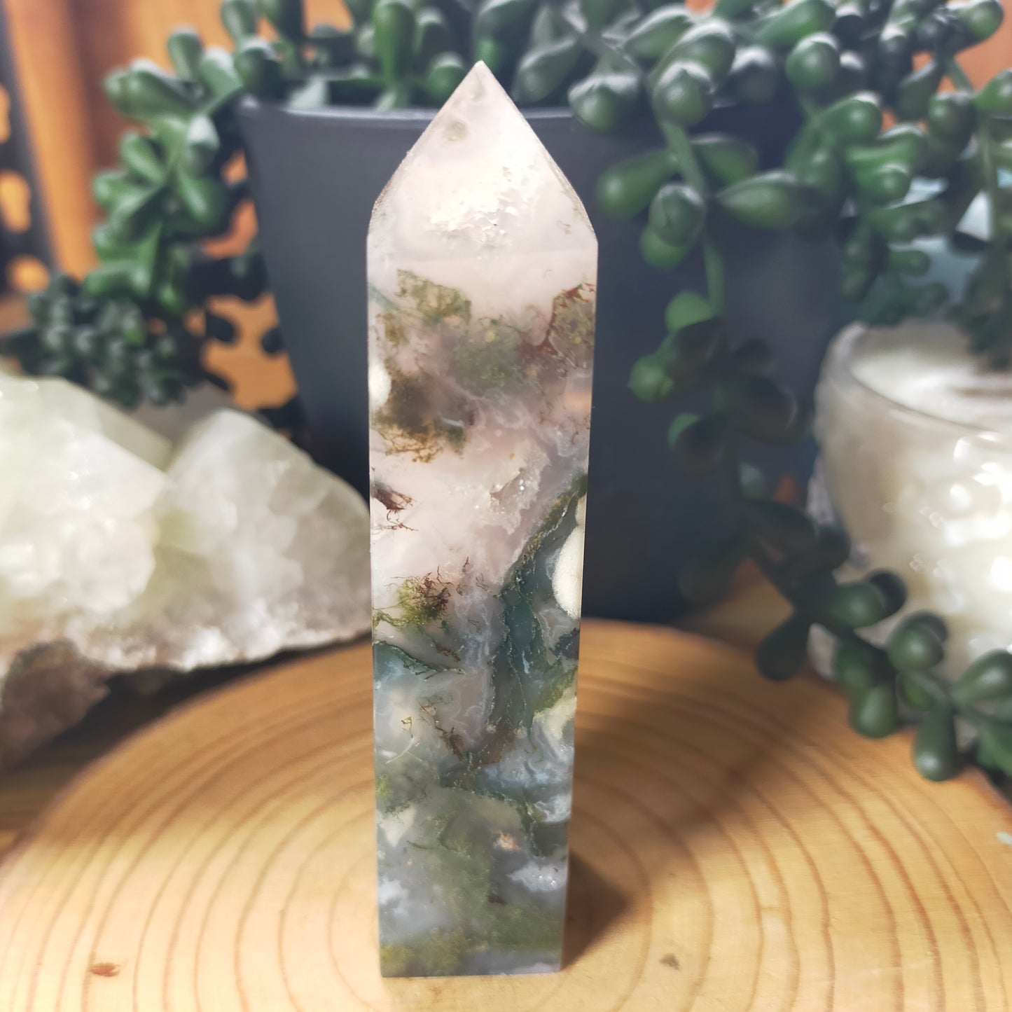 Druzy Moss Agate Point