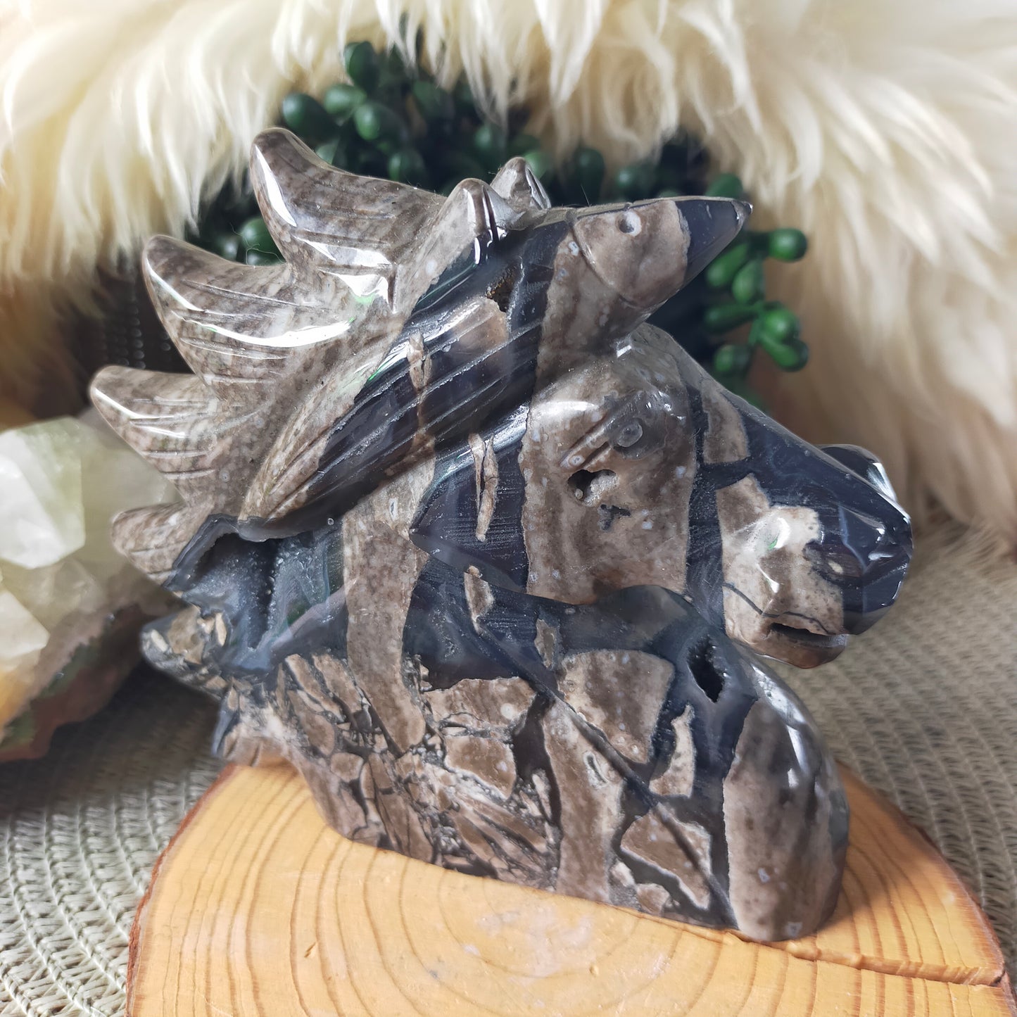 Volcano Agate Unicorn Head