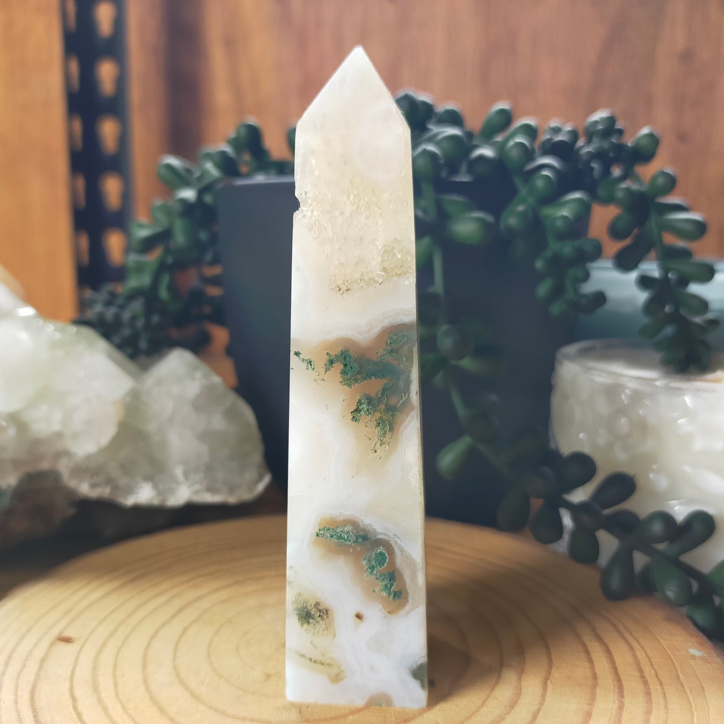 Druzy Moss Agate Point