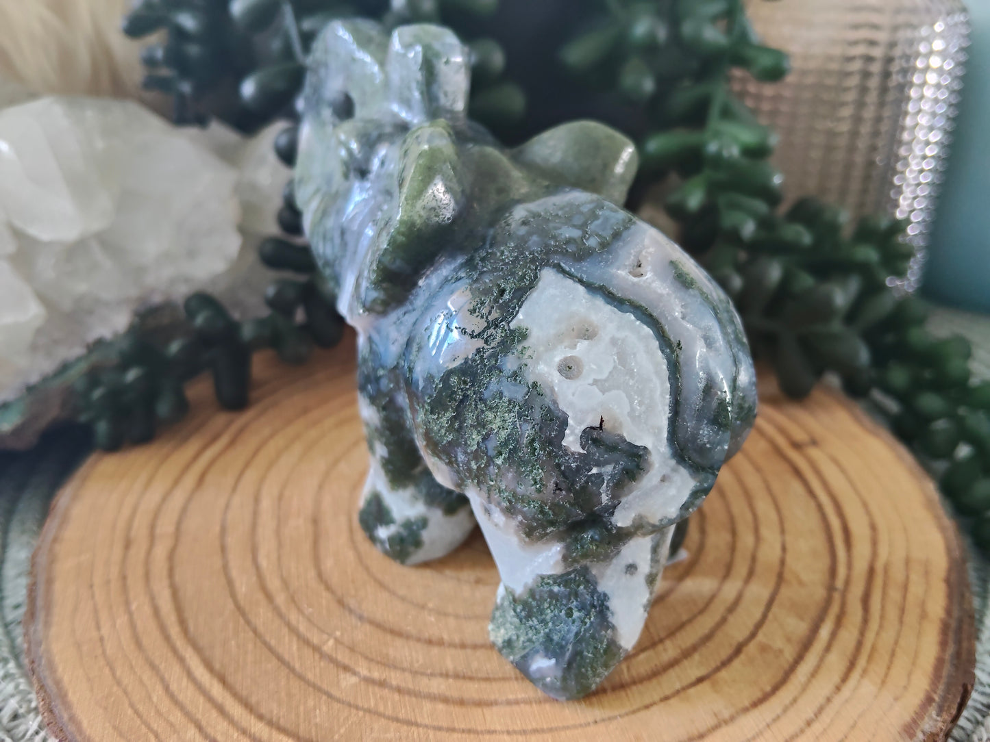 Moss Agate Elephant