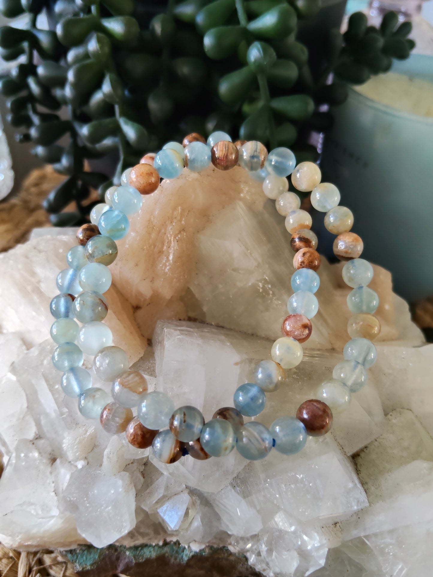 Blue Aquatine Calcite Bracelets