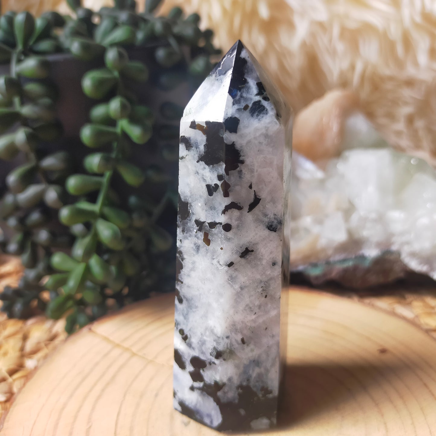 Rainbow Moonstone Point