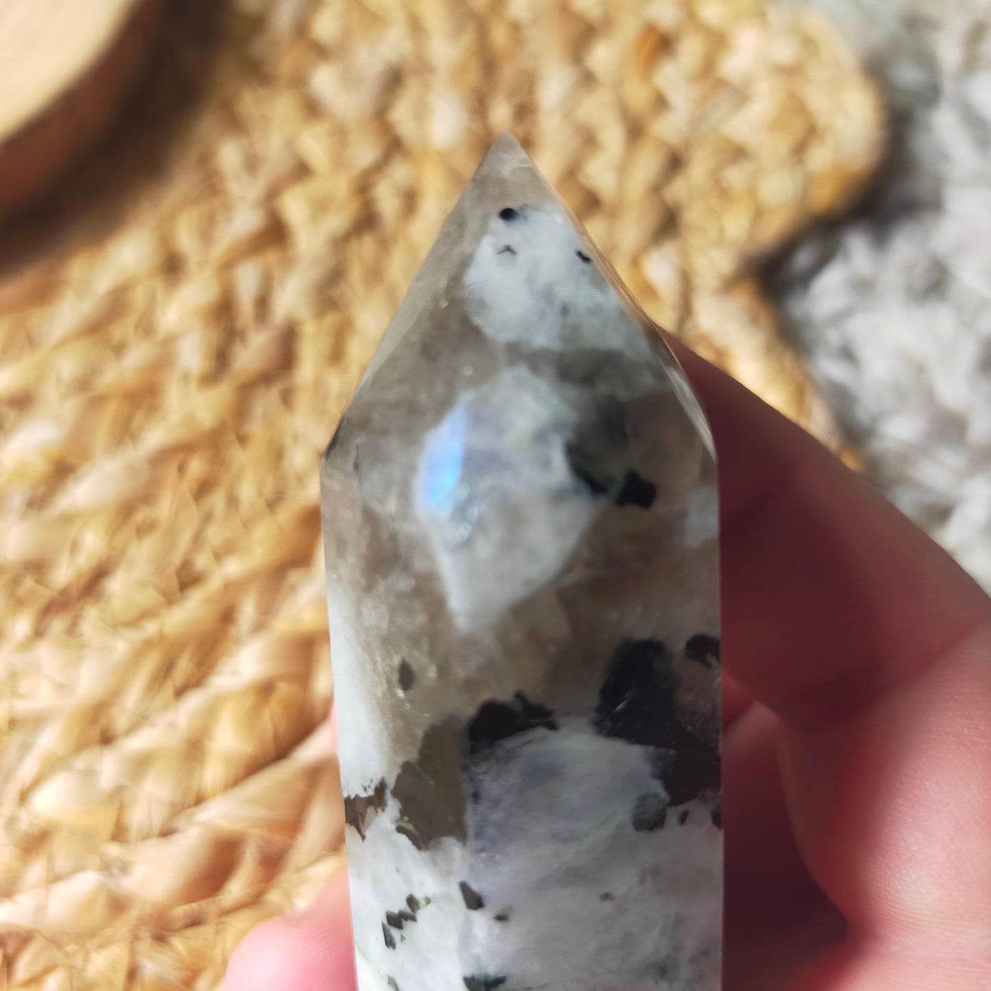 Rainbow Moonstone Point