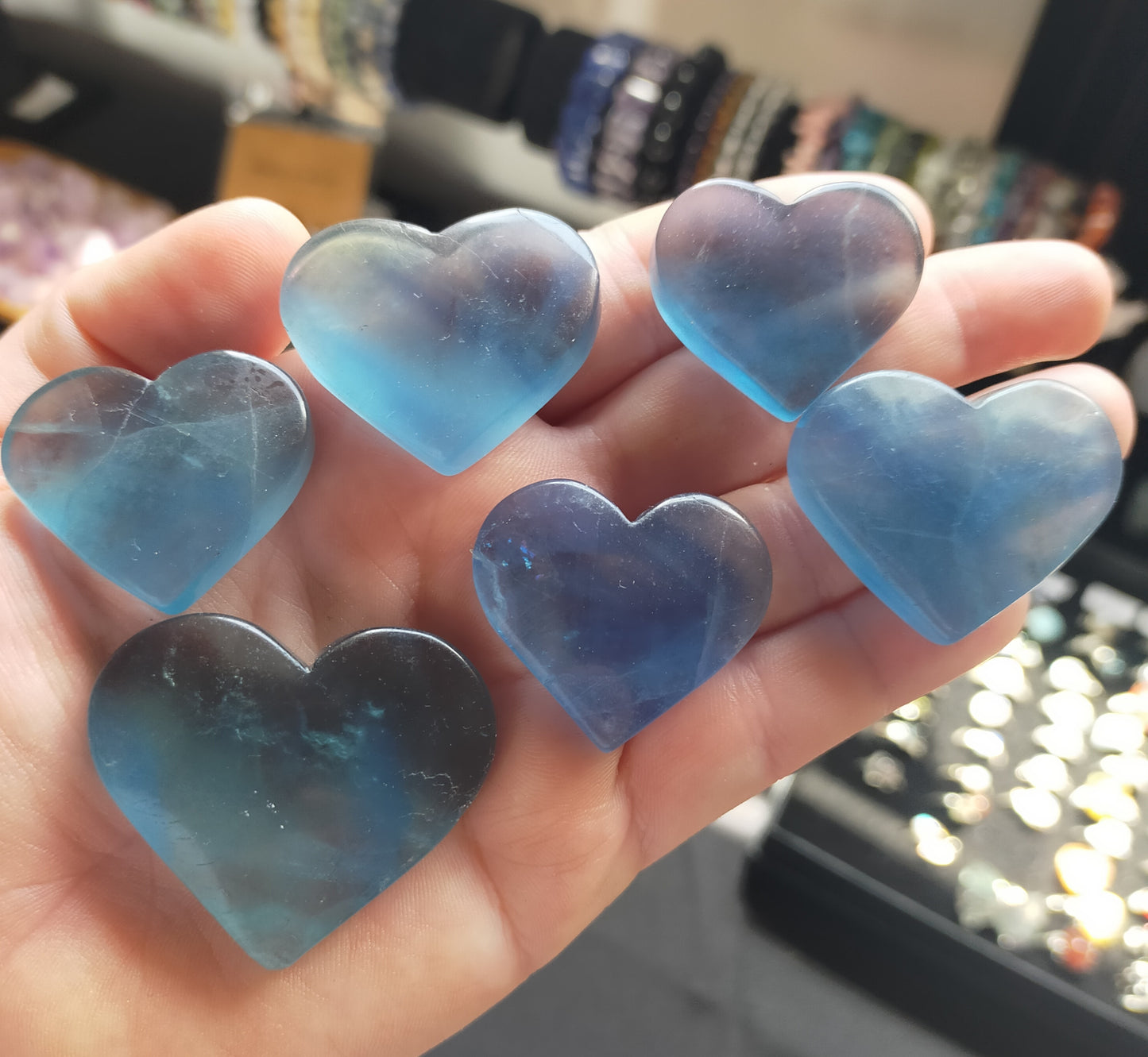 Blue Fluorite Hearts