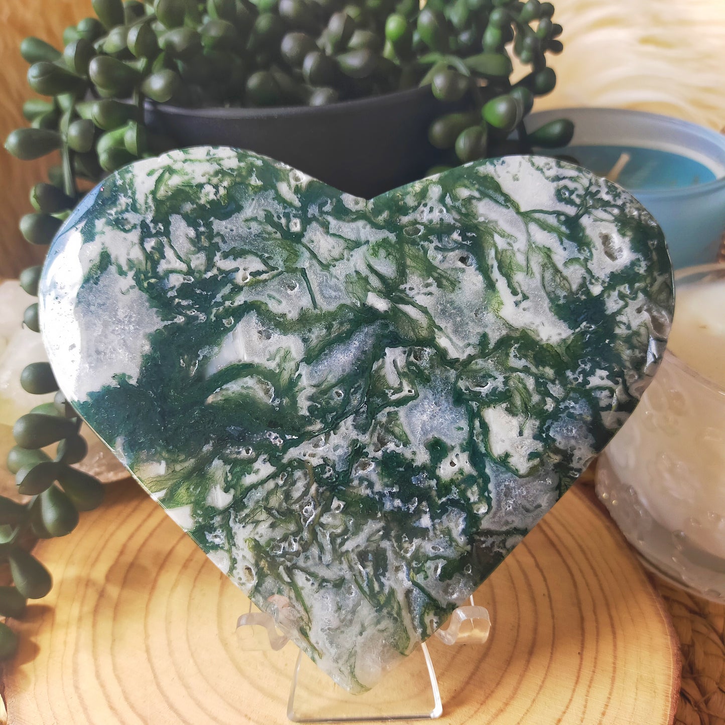 Large Moss Agate Heart