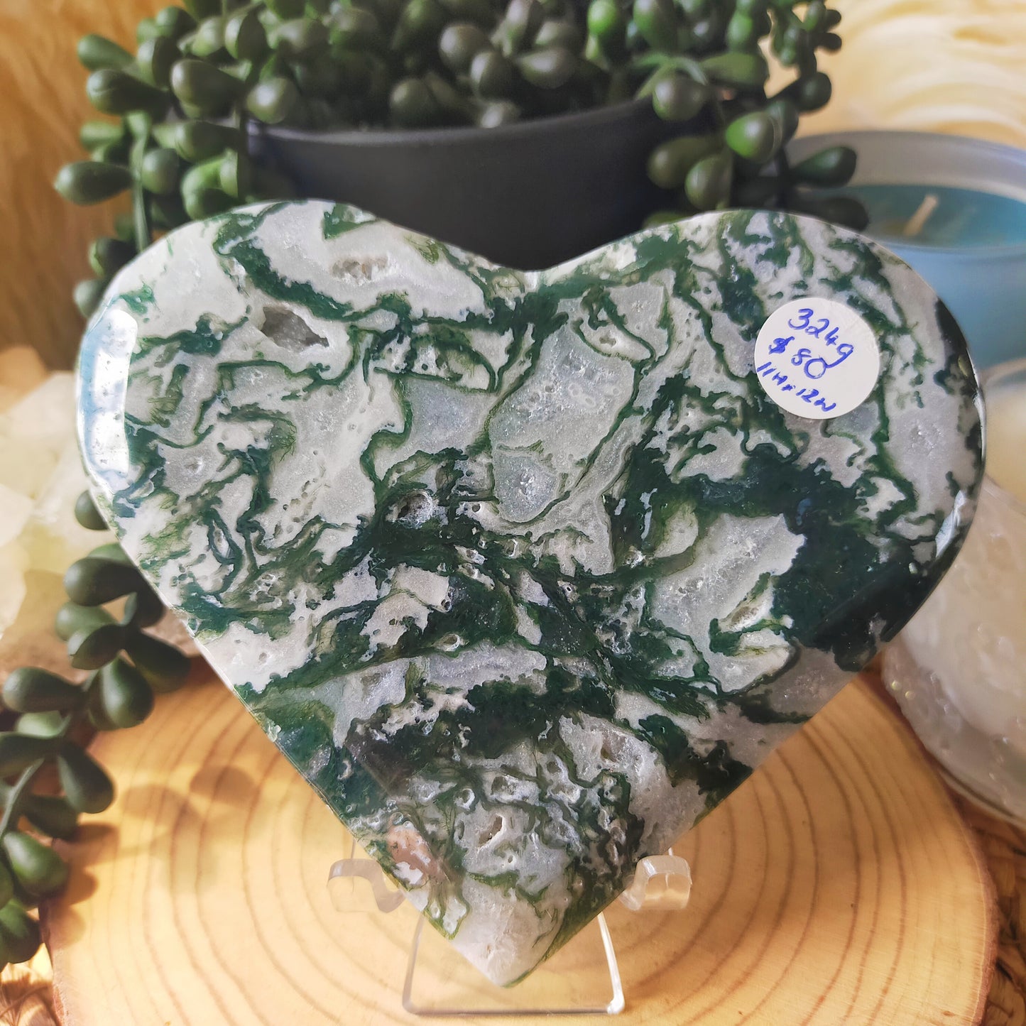 Large Moss Agate Heart