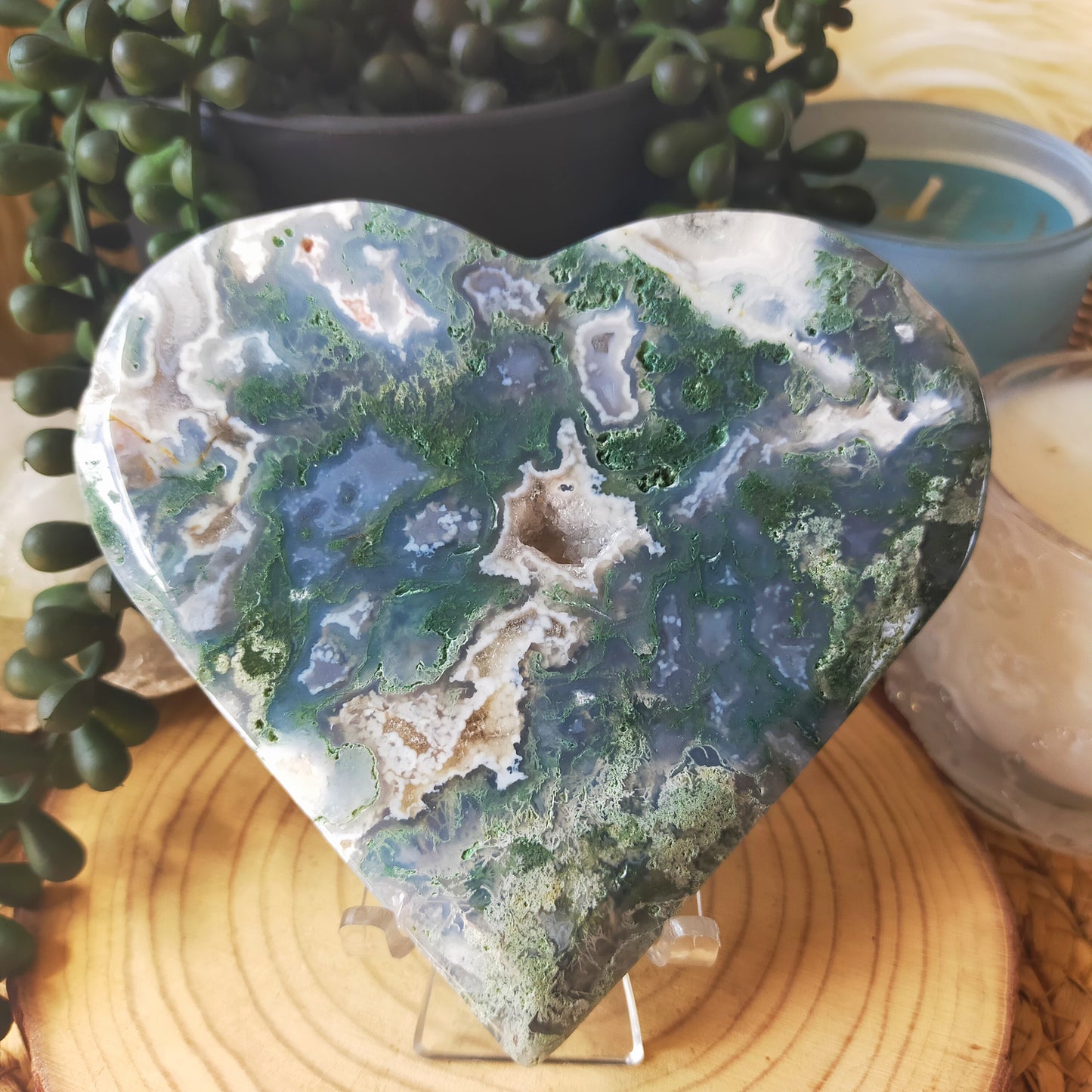 Large Moss Agate Heart