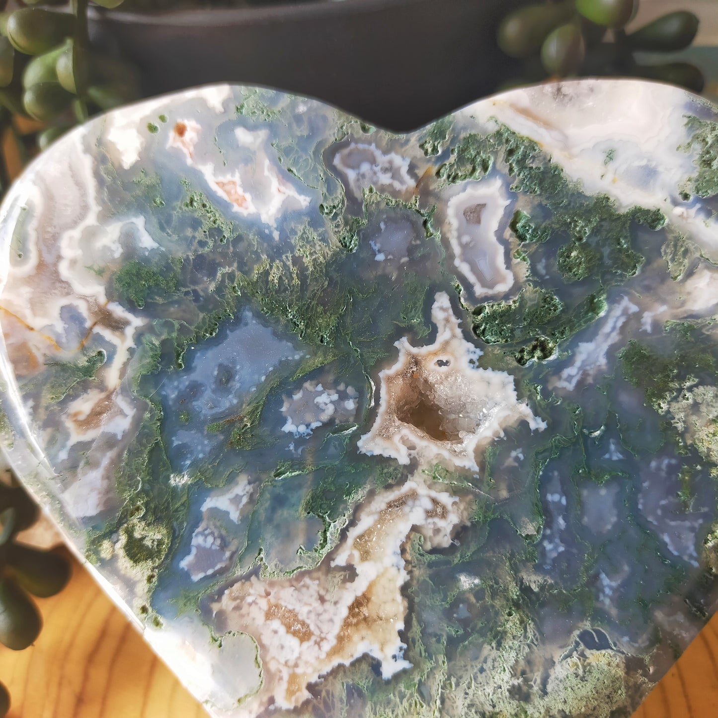 Large Moss Agate Heart