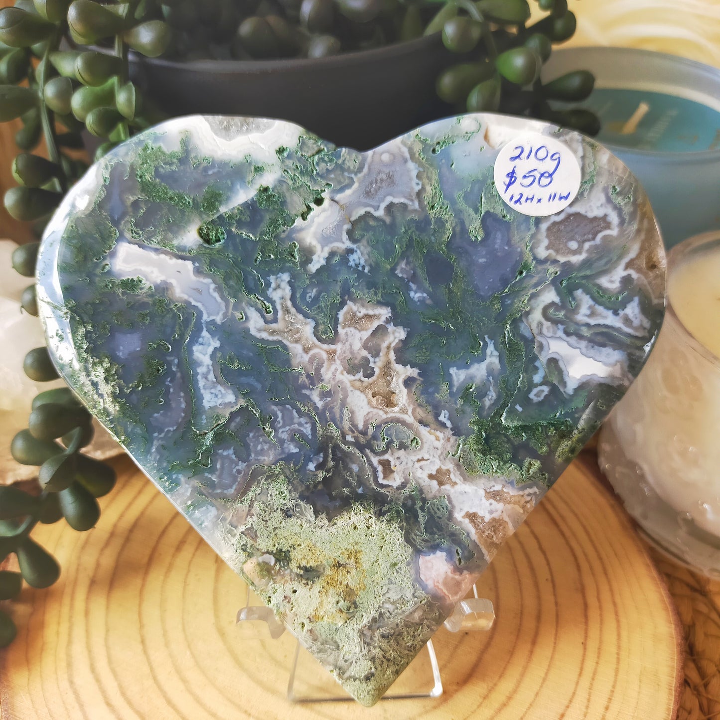 Large Moss Agate Heart