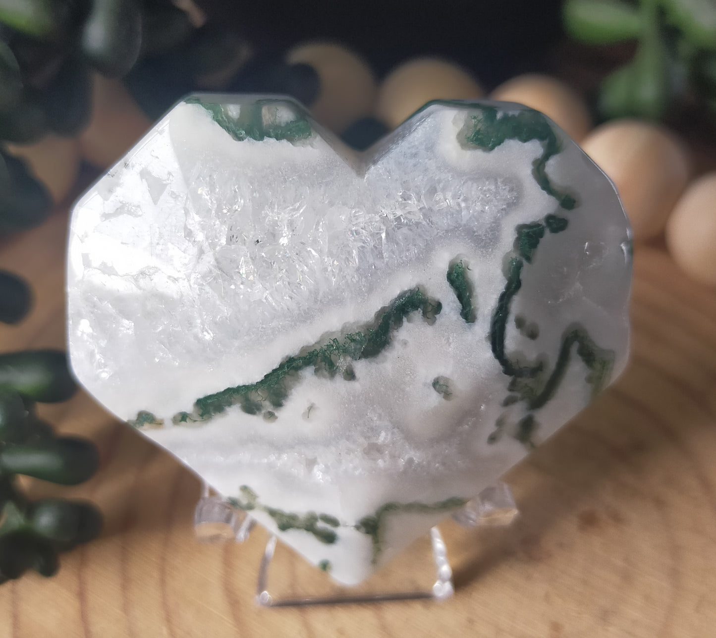 Faceted Moss Agate Heart