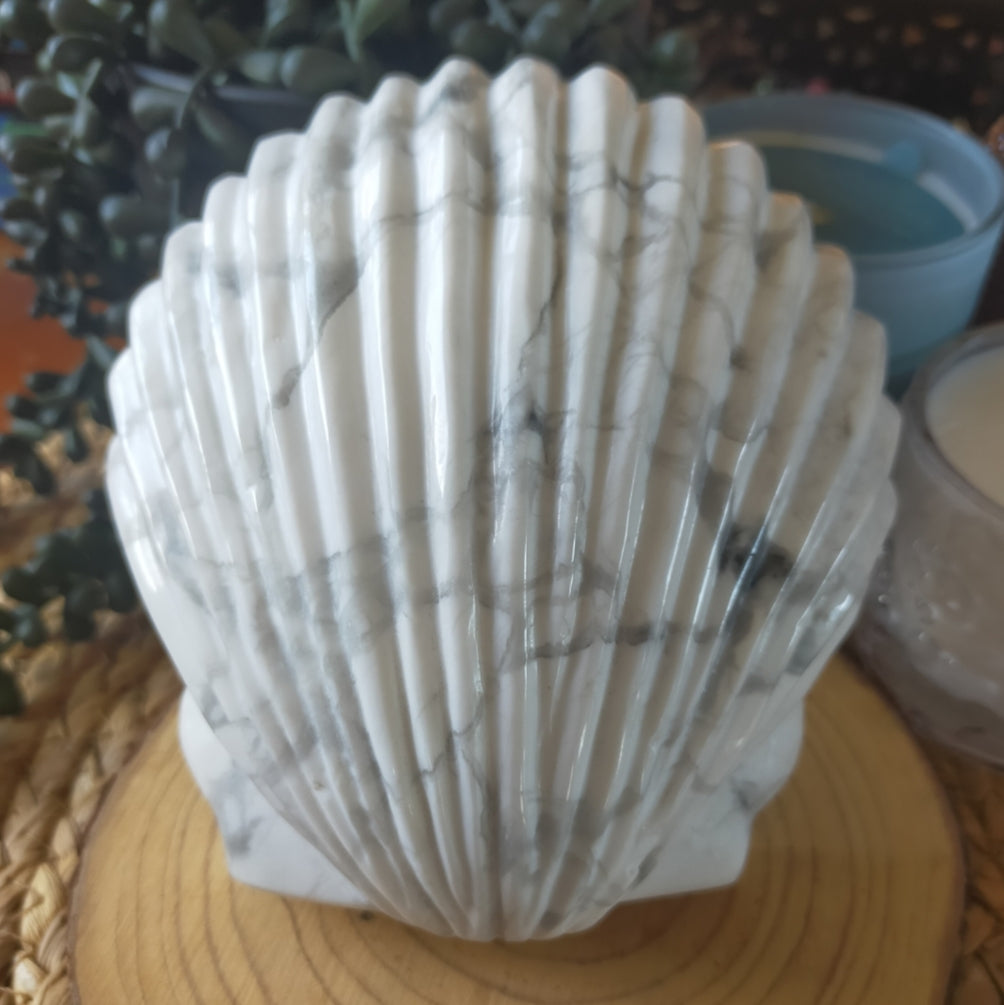 Large Howlite Shell Bowl