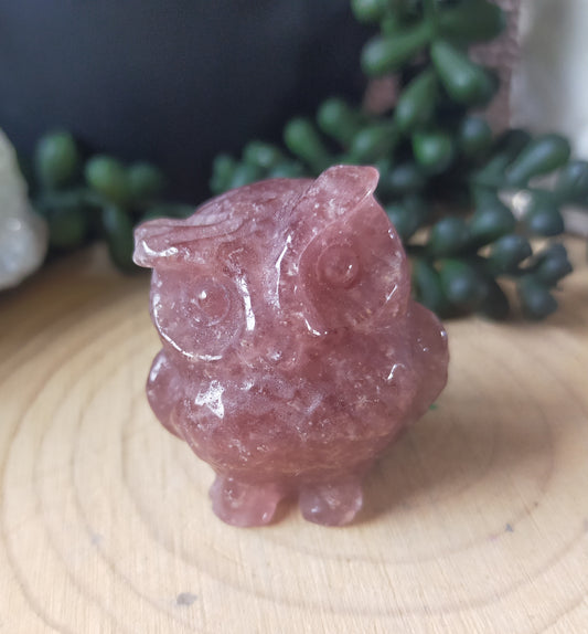 Strawberry Quartz Owl