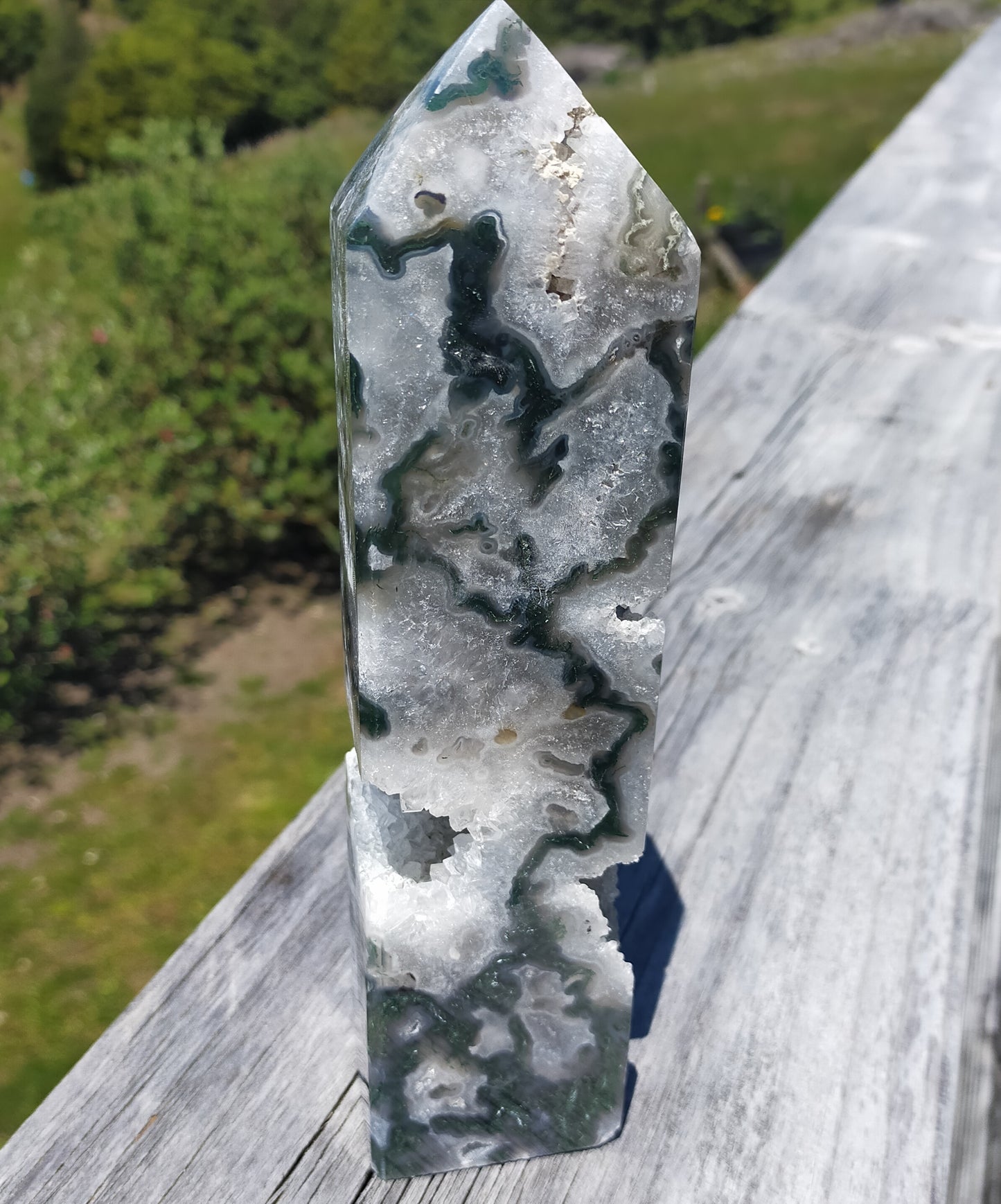 Druzy Moss Agate Tower