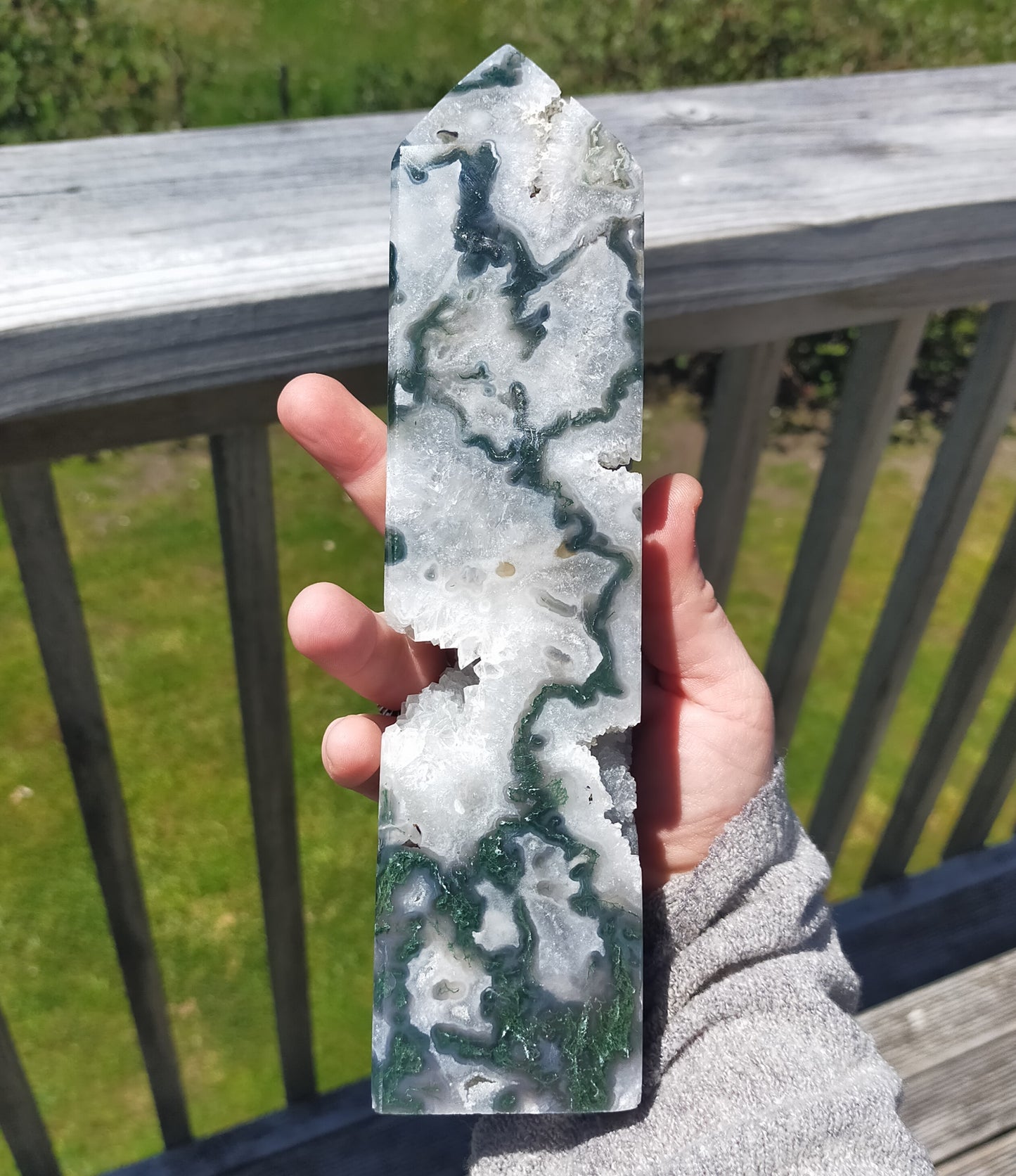 Druzy Moss Agate Tower