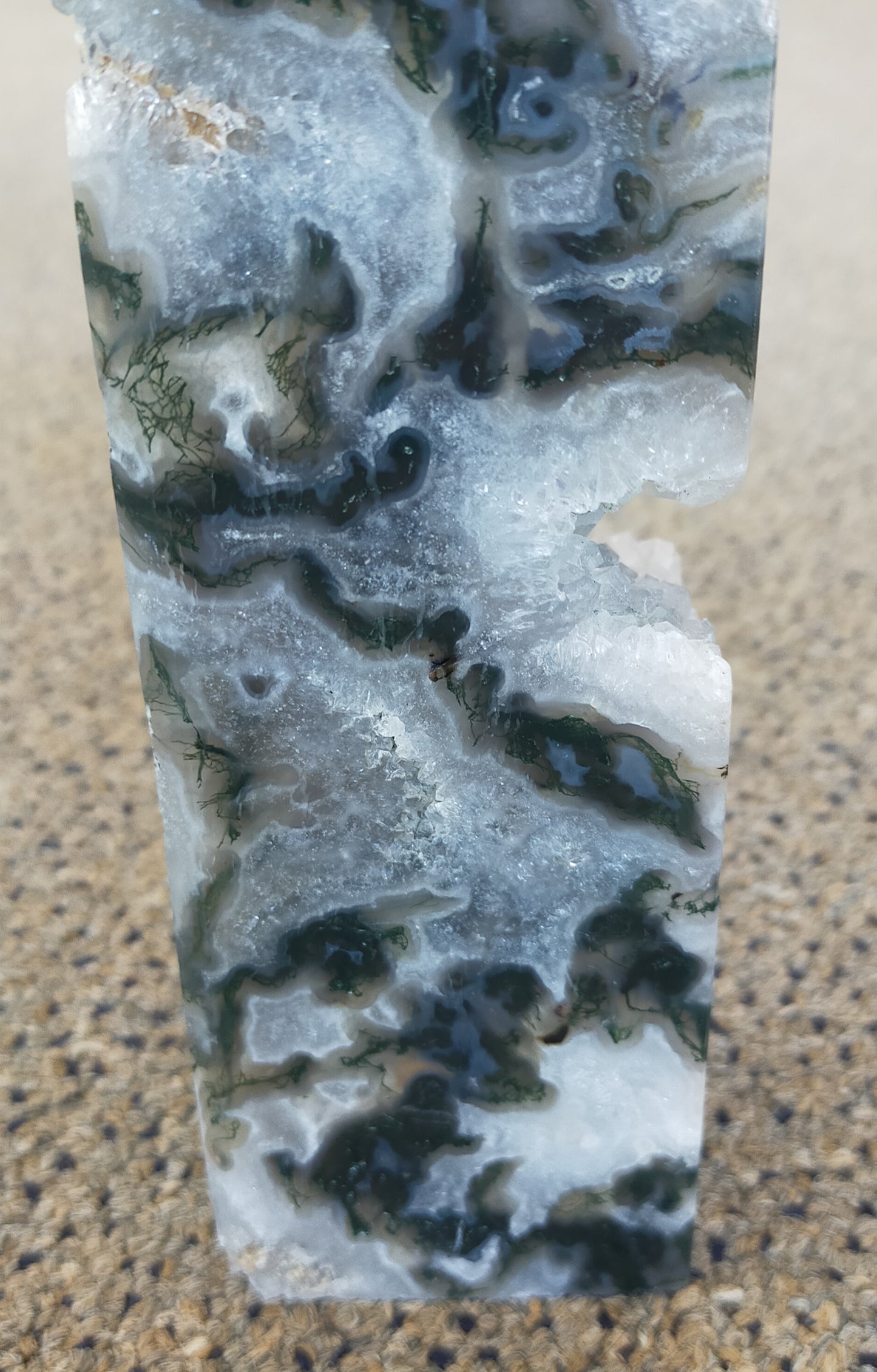 Druzy Moss Agate Tower