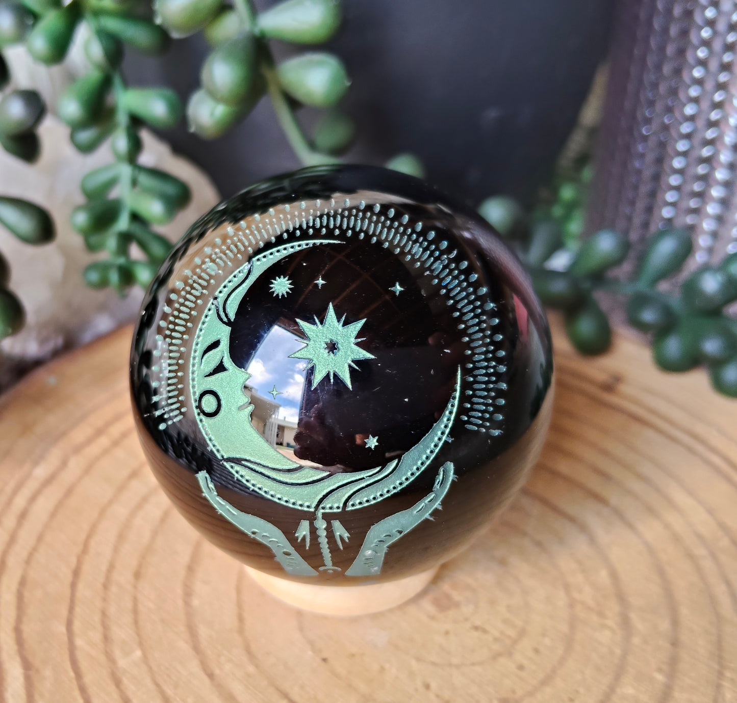 Patterned Black Obsidian Spheres