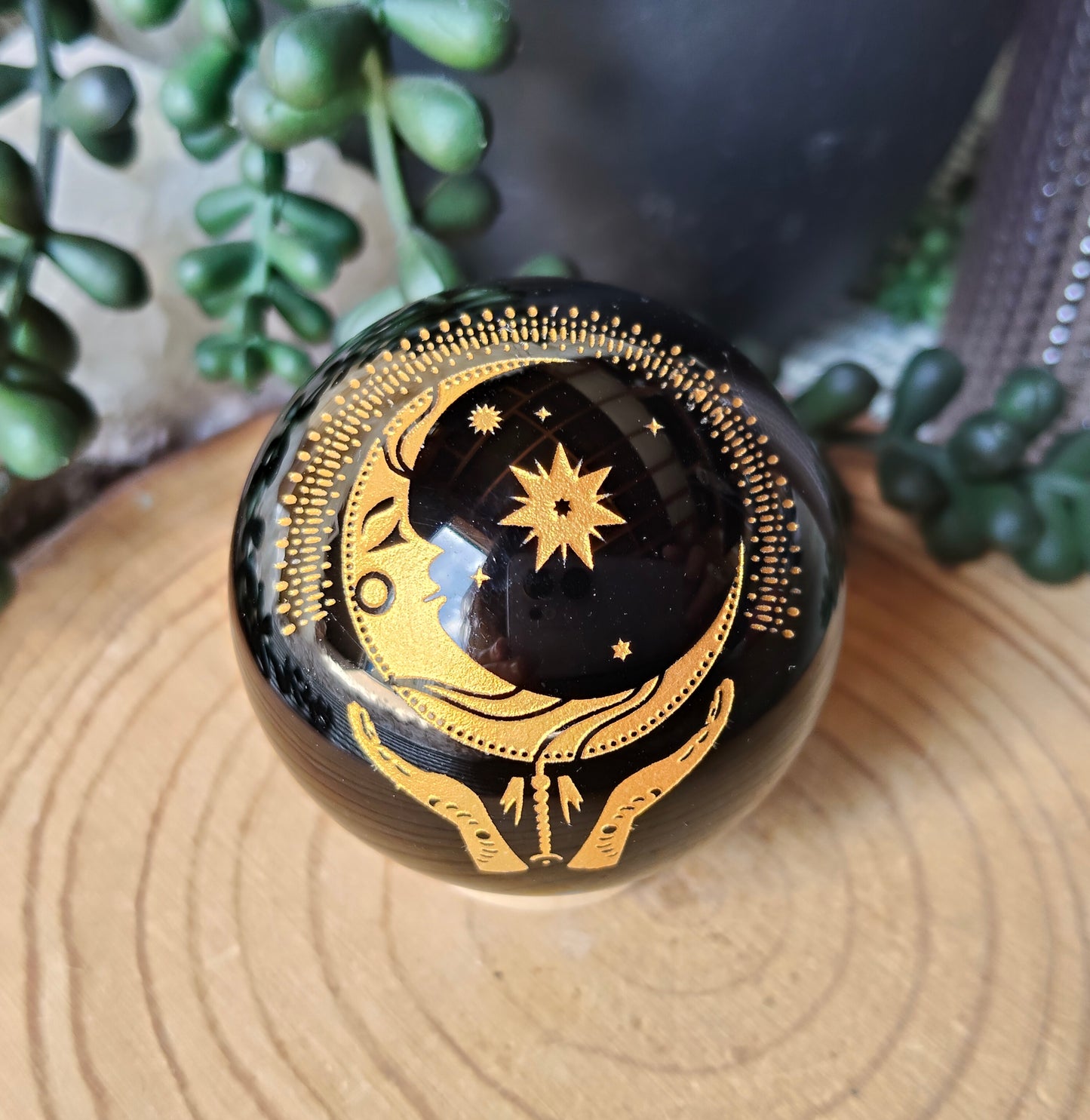 Patterned Black Obsidian Spheres