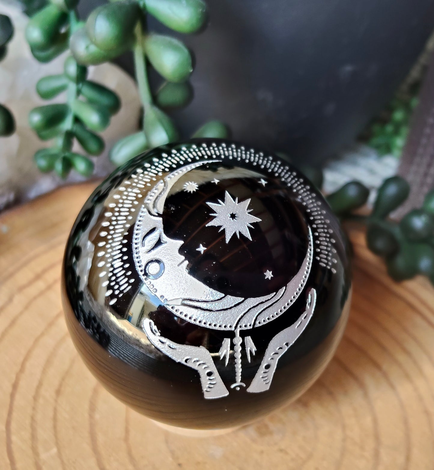 Patterned Black Obsidian Spheres