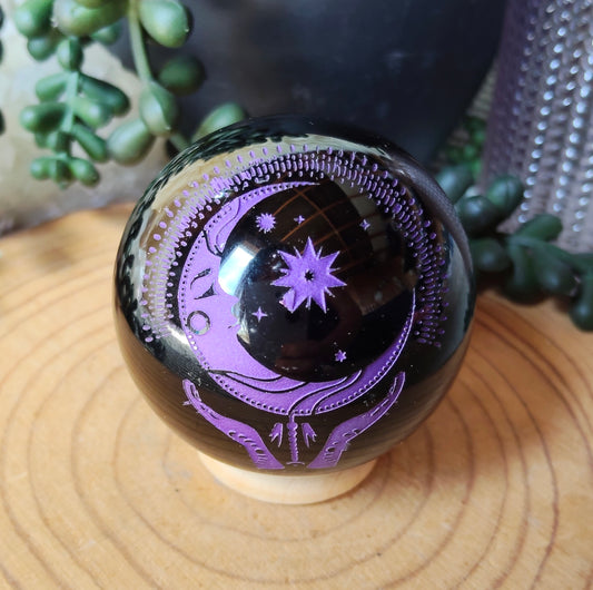 Patterned Black Obsidian Spheres