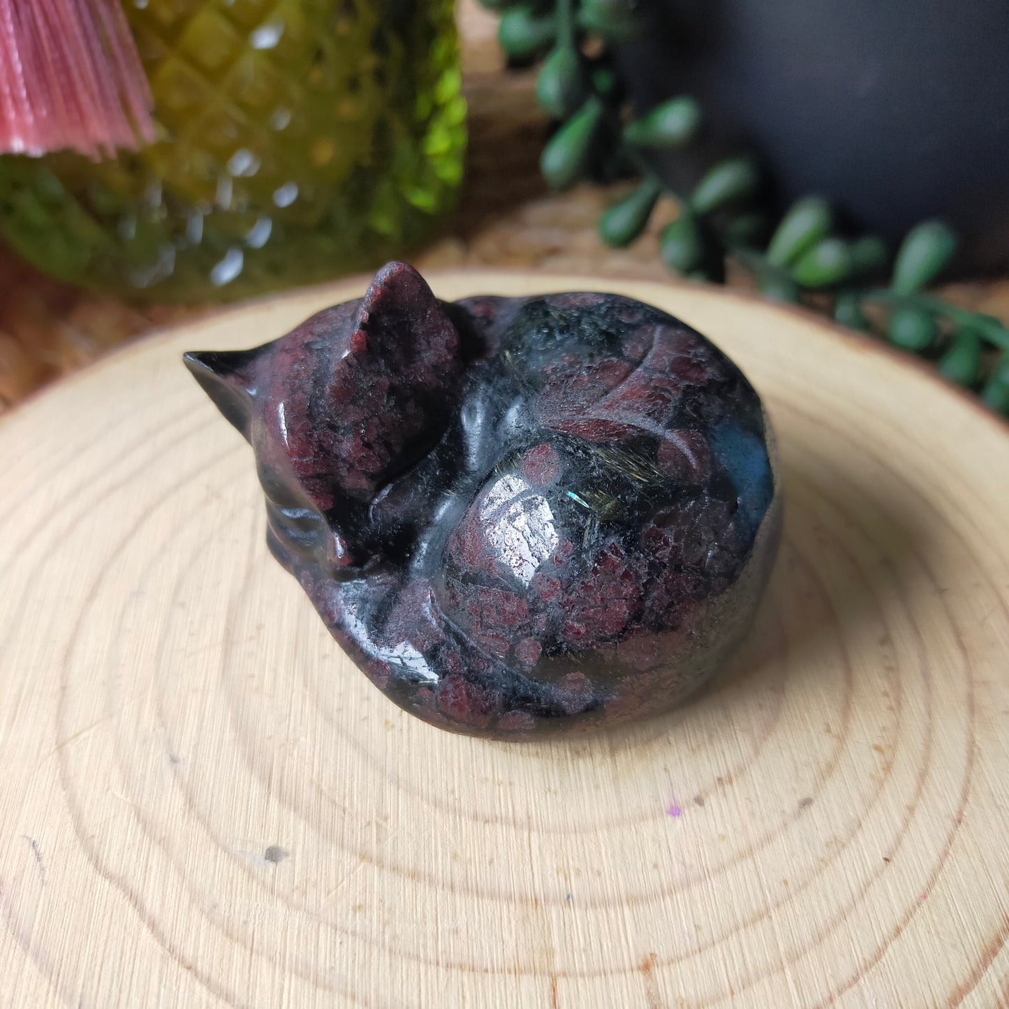 Garnet in Astrophyllite Sleeping Cat