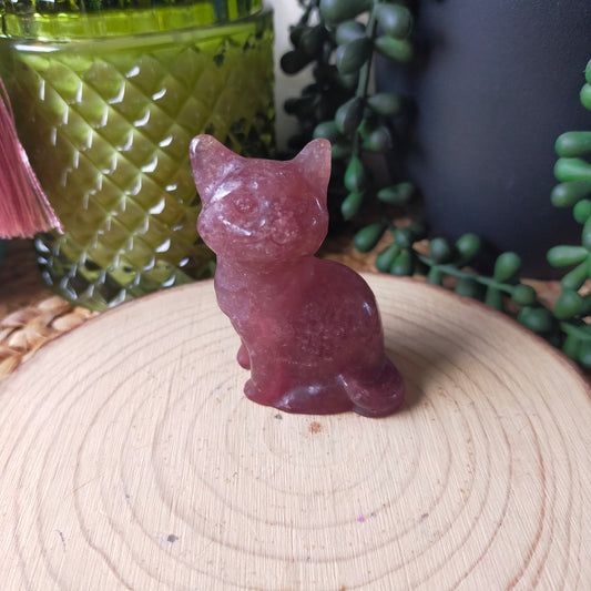 Medium Strawberry Quartz Cat