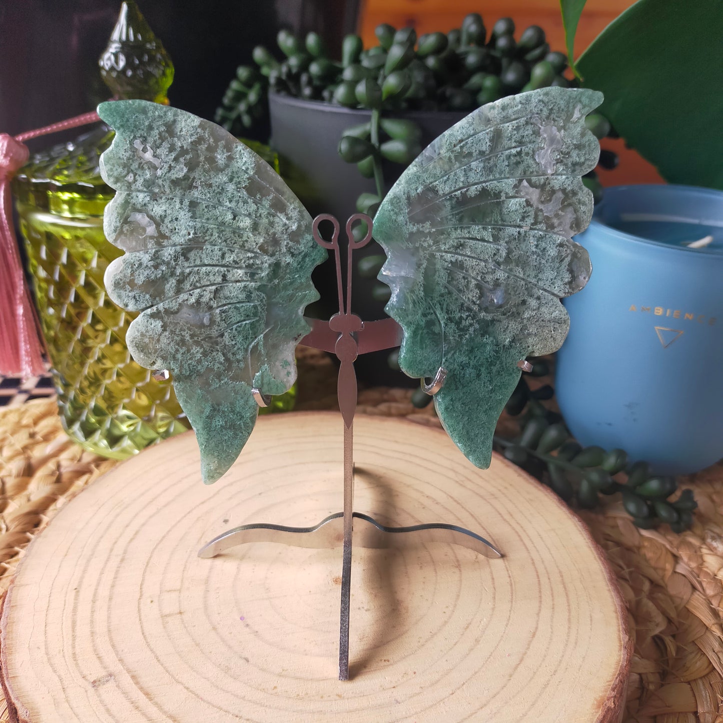 Moss Agate Butterfly Wings