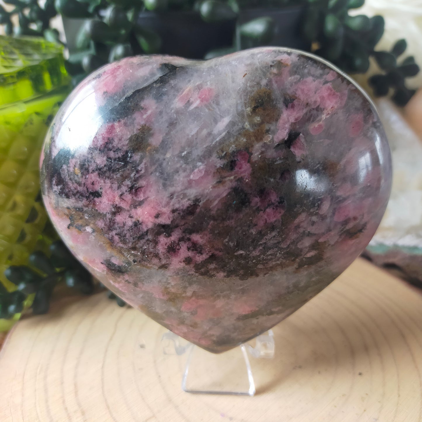 Rhodonite and Black Tourmaline Heart