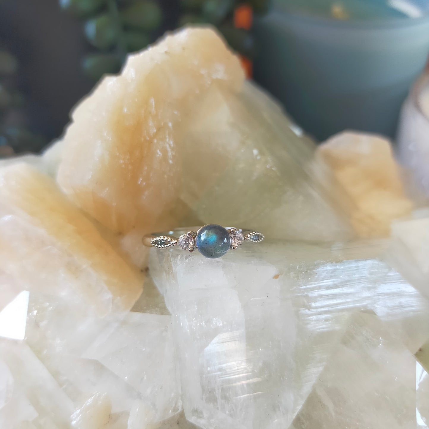 Blue Flash Labradorite Ring