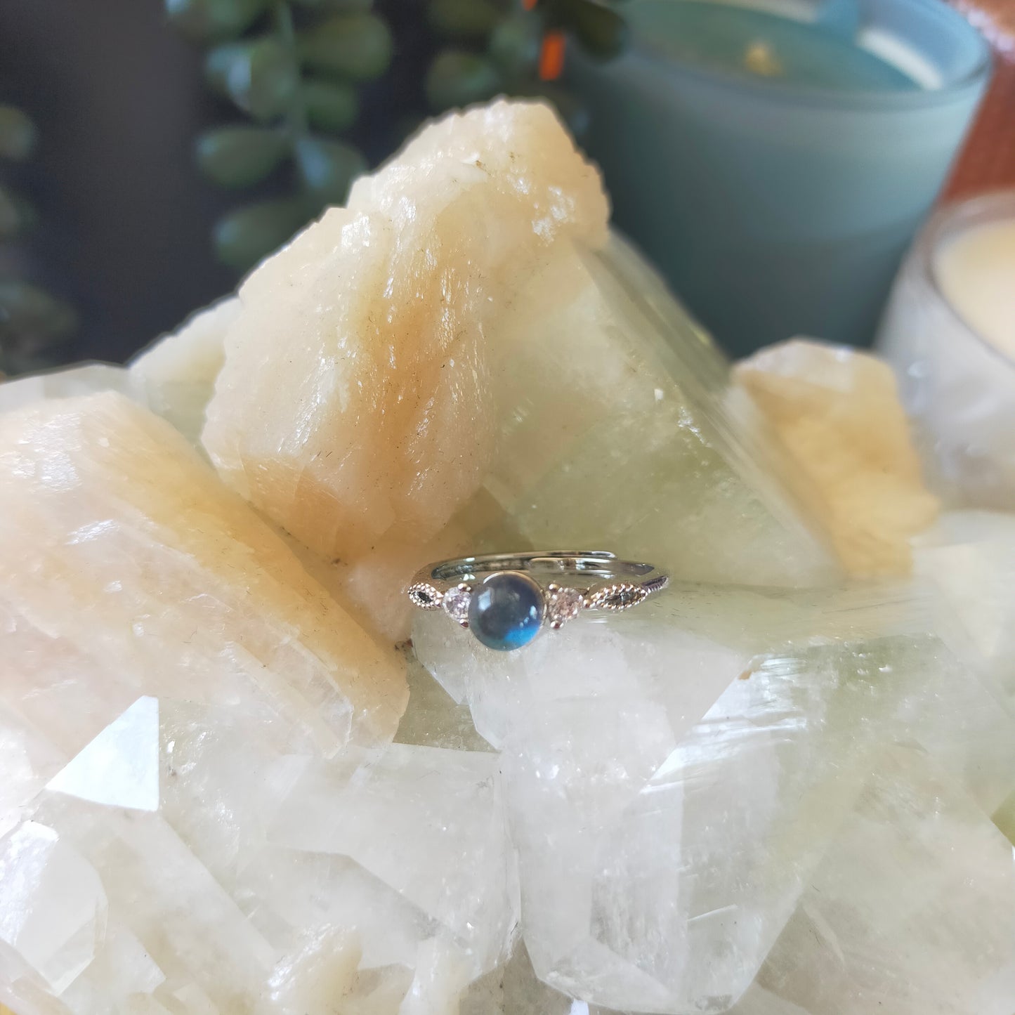 Blue Flash Labradorite Ring