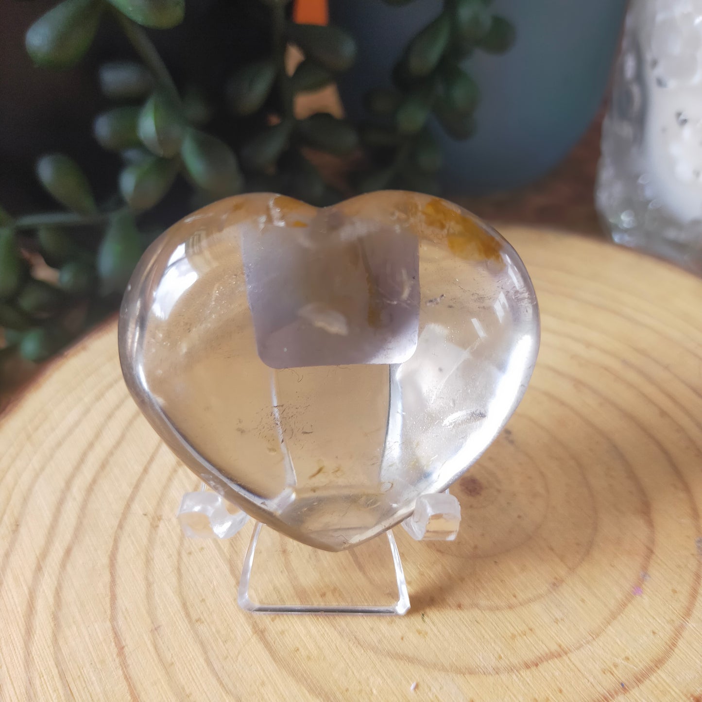 Smokey Quartz Heart with golden healer inclusions