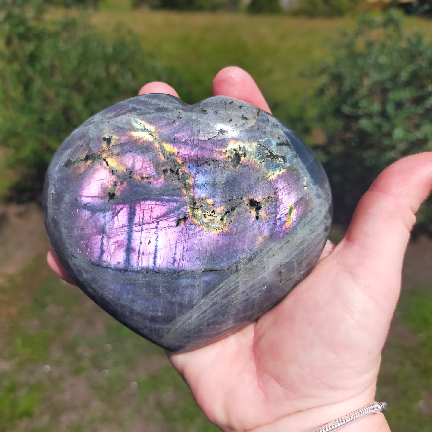 Large Purple Flash Labradorite Heart