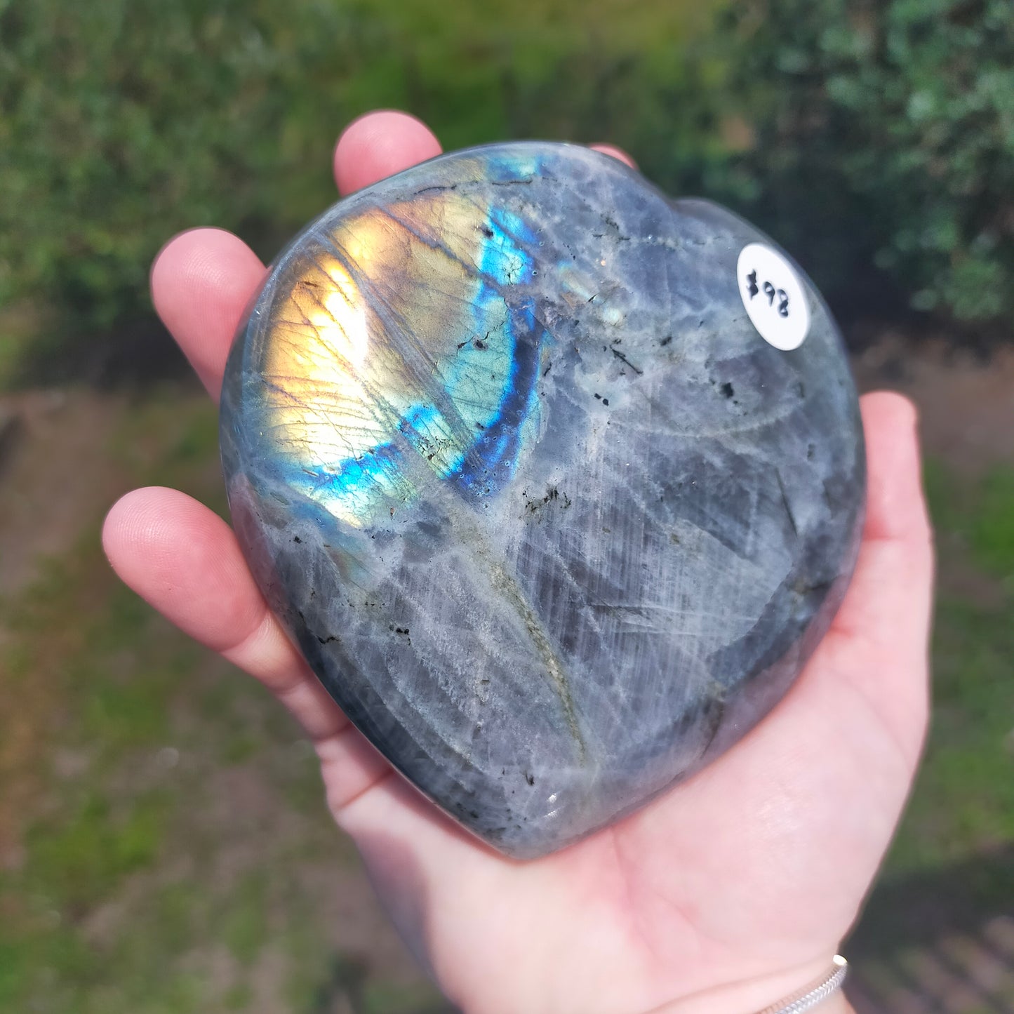 Large Purple Flash Labradorite Heart